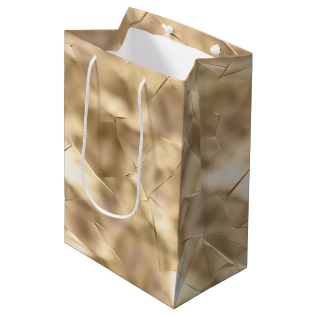 Pretty Elegant Champagne Gold Glam  Medium Gift Bag (Front Angled)