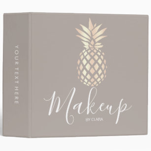 Pretty elegant copper rose gold pineapple & grey 3 ring binder