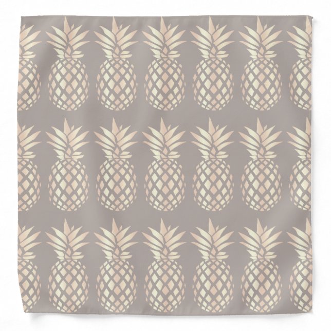 Pretty elegant copper rose gold pineapple & grey bandana (Front)