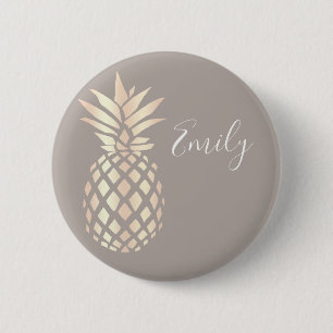 Pretty elegant copper rose gold pineapple & grey button