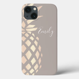 Pretty elegant copper rose gold pineapple & grey iPhone 13 case