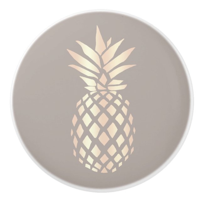 Pretty elegant copper rose gold pineapple & grey ceramic knob (Front)