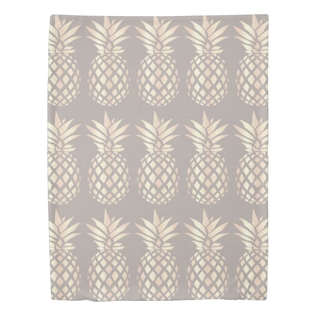 Pretty elegant copper rose gold pineapple & grey duvet cover (Front)