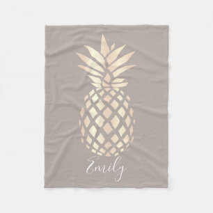 Pretty elegant copper rose gold pineapple & grey fleece blanket