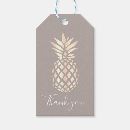 Pretty elegant copper rose gold pineapple  grey gift tags
