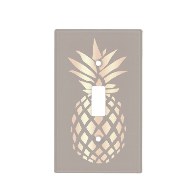 Pretty elegant copper rose gold pineapple & grey light switch cover (Front)