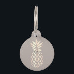 Pretty elegant copper rose gold pineapple & grey pet ID tag<br><div class="desc">Modern faux copper rose gold pineapple.</div>