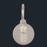 Pretty elegant copper rose gold pineapple & grey pet ID tag<br><div class="desc">Modern faux copper rose gold pineapple.</div>