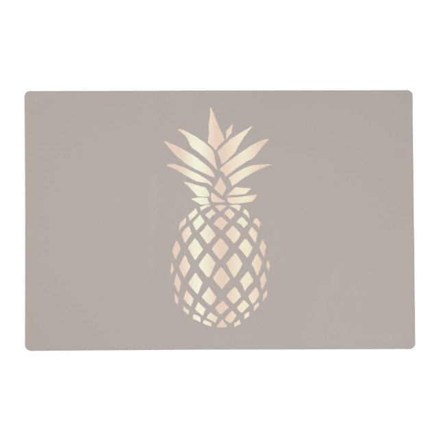 Pretty elegant copper rose gold pineapple & grey placemat (Front)