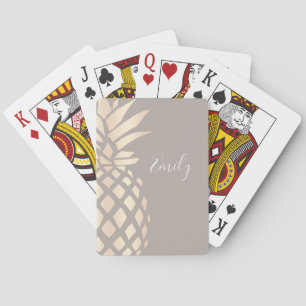 Pretty elegant copper rose gold pineapple & grey poker cards