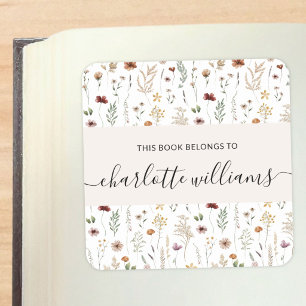 Pretty Elegant Floral This Book Belongs Bookplate