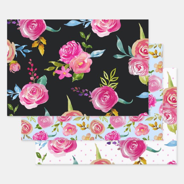 Pretty Elegant Floral Wrapping Paper Sheets (Set)