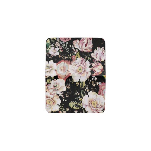 pretty elegant girly chic pink black floral card holder