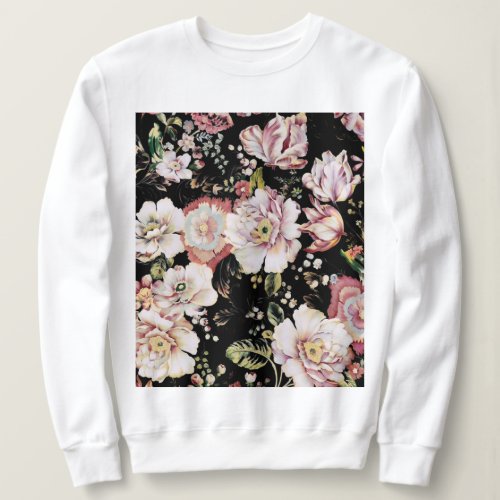 pretty elegant girly chic pink black floral sweatshirt