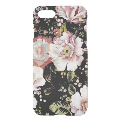 pretty elegant girly chic pink black floral iPhone SE87 case