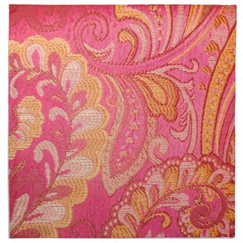 Pretty Elegant Gold pink paisley set of   napkins