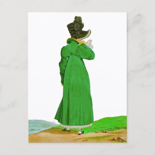 Pretty Elegant Green Regency Fashion Drawing  Postcard