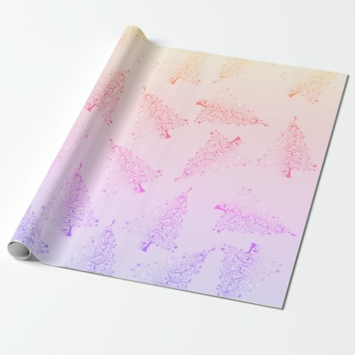 Pretty elegant holographic Christmas tree pattern Wrapping Paper