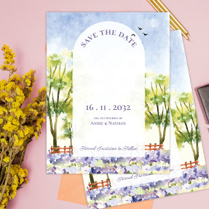 Pretty Elegant Lavender Fields Landscape Wedding Announcement Postcard