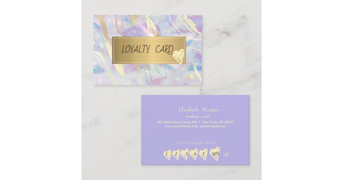 Loyal Frame Pretty Elegant Opal Gold Frame Loyalty Card | Zazzle
