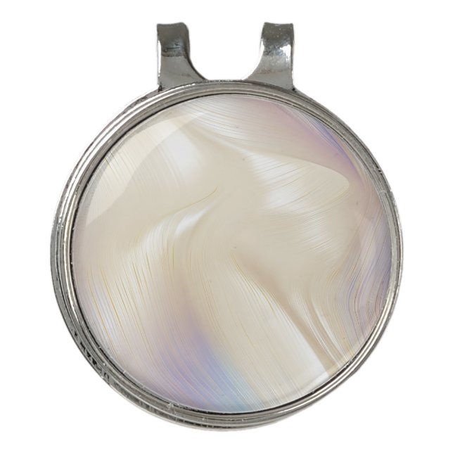 Pretty Elegant Pearl Aqua Blue Purple Swirl Golf Hat Clip (Front)