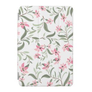Pretty Elegant Pink Floral Pattern White iPad Mini Cover