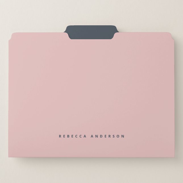 Pretty Elegant Pink & Modern Typography Name File Folder (Front Center)
