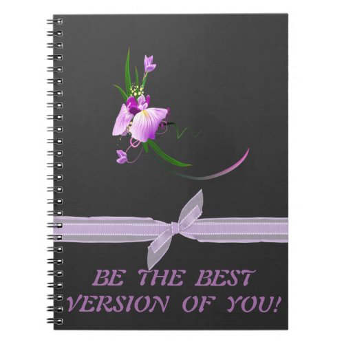 Pretty Elegant Purple  Flower_Black Background Notebook