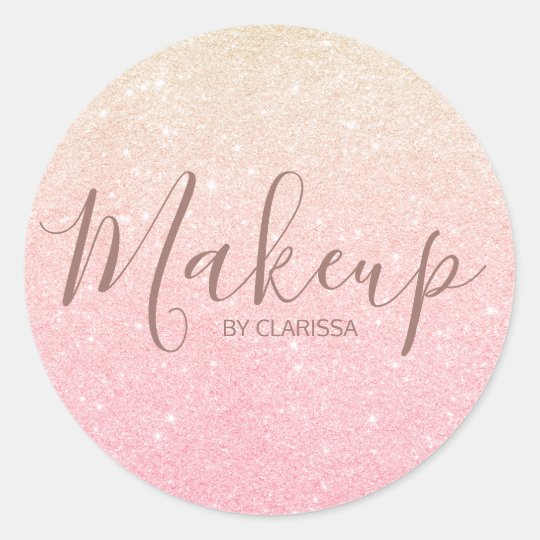 Pretty Elegant Stylish Rose Gold Glitter Makeup Classic Round Sticker 