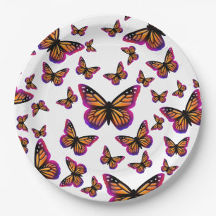 Pretty elegant watercolor butterflies paper plates