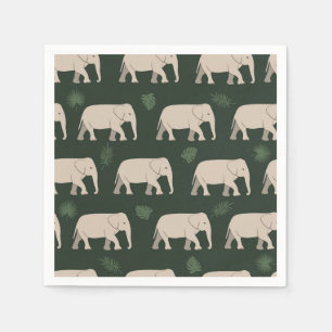 Pretty Elephants on black background Napkins