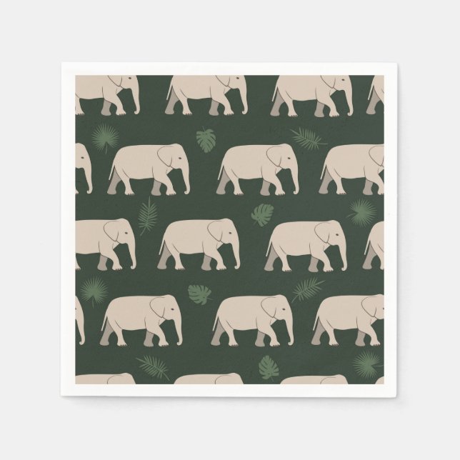 Pretty Elephants on black background Napkins (Front)