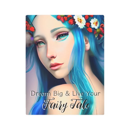 Pretty Enchanted Girl with Flowers  Fairy Tale Metal Print