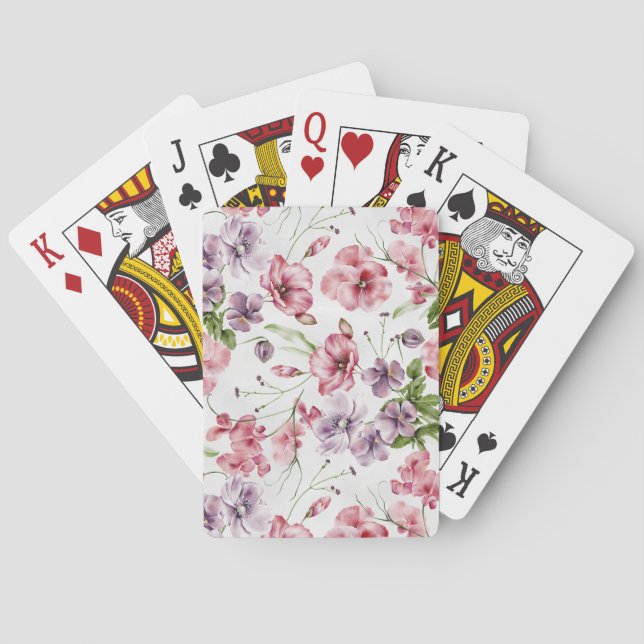 Pretty English Garden Flowers Poker Cards (Back)