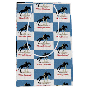 Pretty Equestrian Horse Jumper Christmas Medium Gift Bag