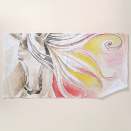 Pretty Equine In Red Beach Towel