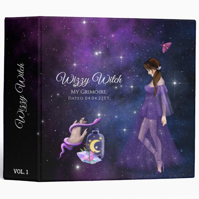 Pretty Esoteric Witches Grimoire Witchcraft 3 Ring Binder (Front/Spine)