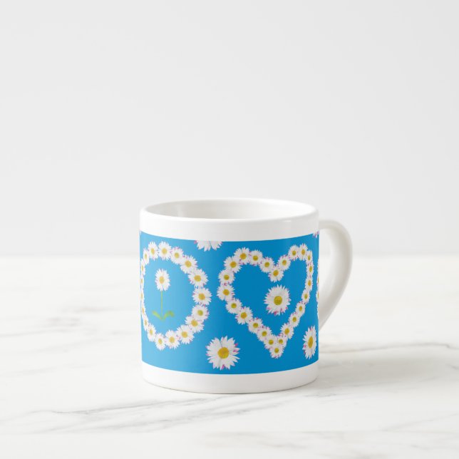 Pretty Espresso Mug: Daisy Chains Hearts Cup (Front Right)