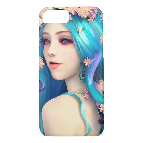 Pretty Ethereal Girl with Flowers in her Hair iPhone 87 Case