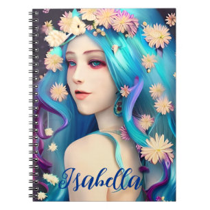 Pretty Ethereal Girl with Flowers Personalized Notebook