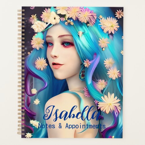 Pretty Ethereal Girl with Flowers Personalized Planner