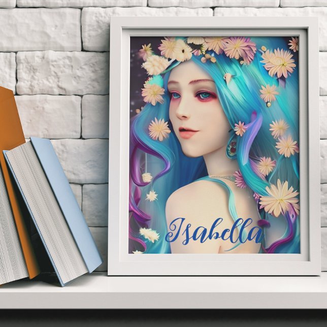 Pretty Ethereal Girl with Flowers Personalized Poster (Creator Uploaded)
