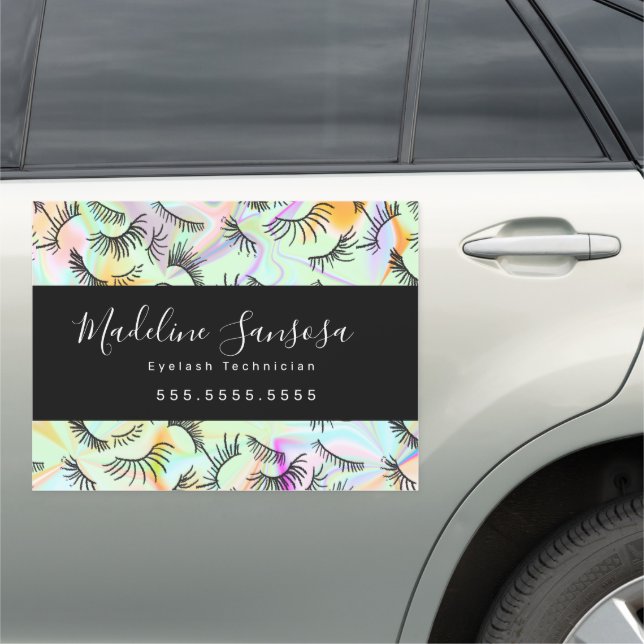 Pretty Eyelash Technician Hologram Eyelashes Car Magnet (In Situ)