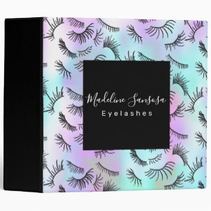 Pretty Eyelash Technician Pastel Eyelashes Doodles 3 Ring Binder