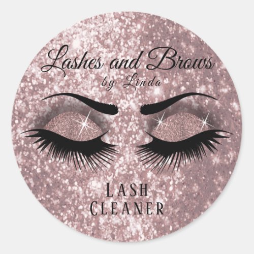 Pretty Eyelashes Lash Cleaner Design _ Rose Classic Round Sticker