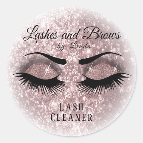 Pretty Eyelashes Lash Cleaner Design _ Rose Classic Round Sticker