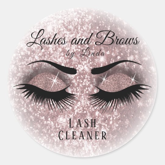 Pretty Eyelashes Lash Cleaner Design Rose Classic Round Sticker 0510