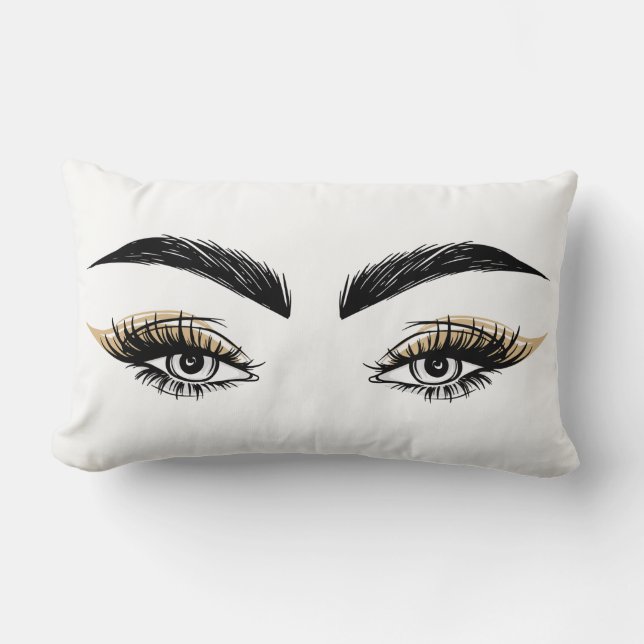 Pretty Eyes Beauty Salon Makeup Eyelashes Lashes Lumbar Pillow (Front)