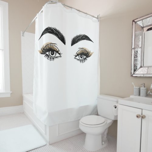 Pretty Eyes Beauty Salon Makeup Eyelashes Lashes Shower Curtain