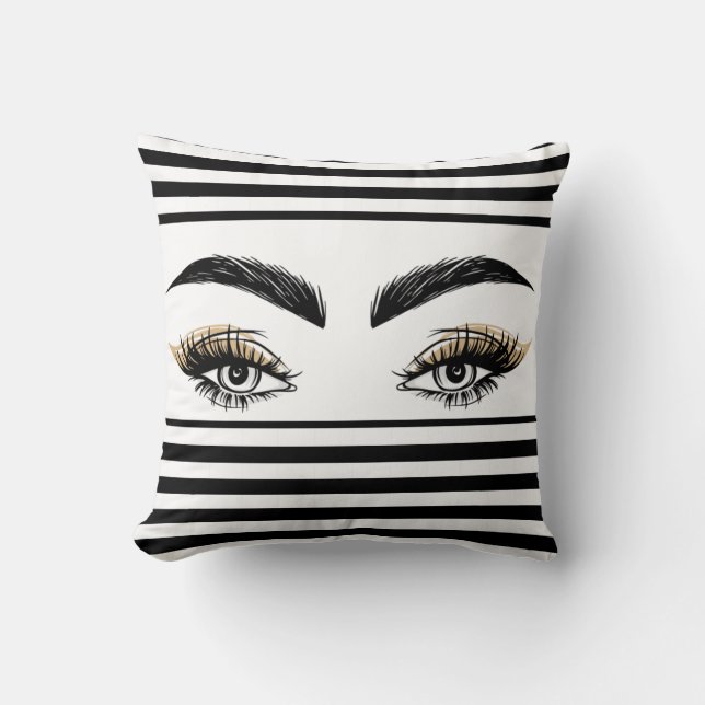 Pretty Eyes Beauty Salon Makeup Eyelashes Lashes Throw Pillow (Front)